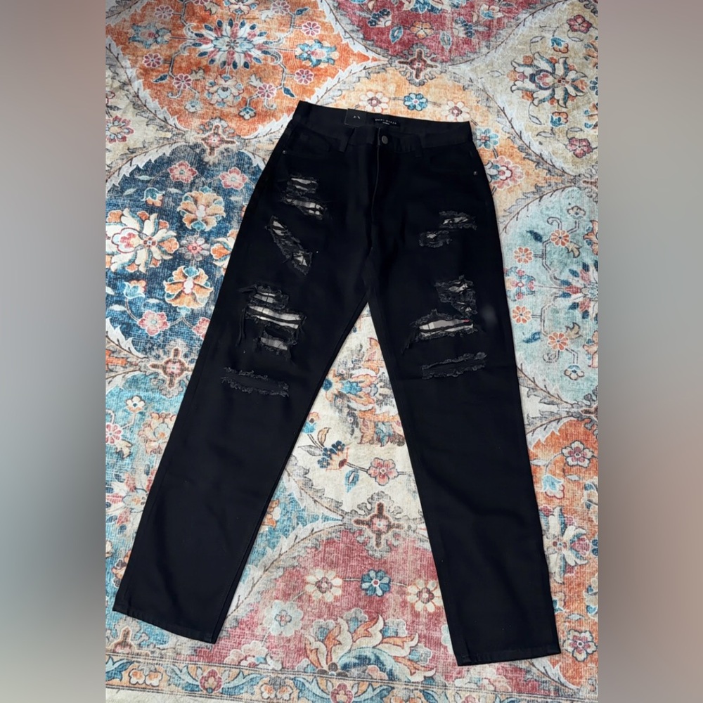 Saint Morta Black Distressed Jeans Sz 32 $89 Retail